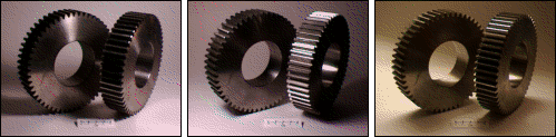 Three photographs of some gears